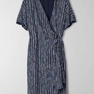 Babaton Aritzia Wallace wrap Indigo glimmer dress S